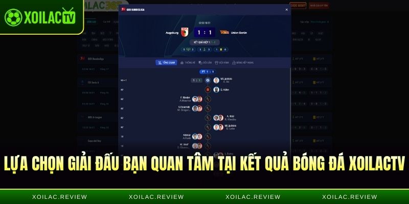 Lựa chọn giải đấu bạn quan tâm tại kết quả bóng đá Xôi Lạc TV